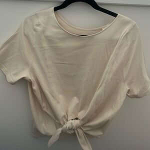 Sezane, Medium, short sleeved cream shirt